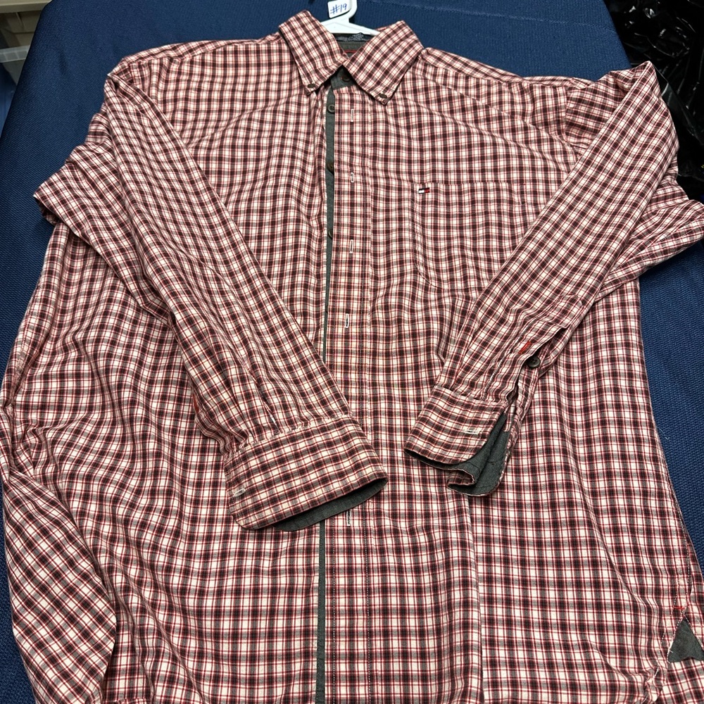 Red and White Checkered Button-Up Shirt